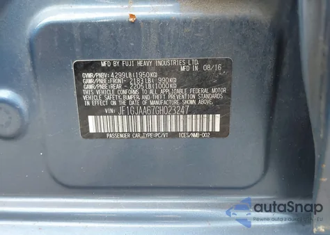 2016 Subaru Impreza 2.0I из США, поврежденный, VIN JF1GJAA67GH023247